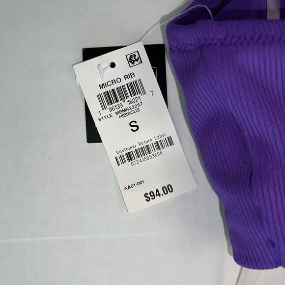 Bar lll Sz Small Micro Rib One-Shoulder Cutout One-Piece Purple Swimsuit $94+ - Picture 6 of 8